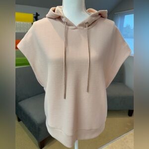 VARLEY Petal Pink Ribbed Sleeveless Hoodie Vest